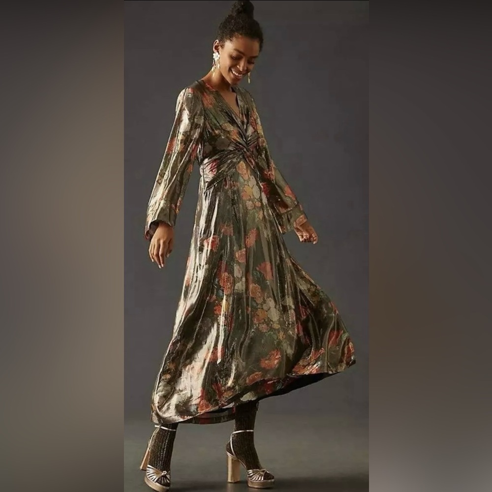 Anthropologie caballlero dress nwt v neck maxi size M